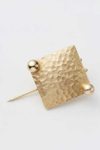 Zaza By Somya Hammered Square Kilt Pin Brooch 