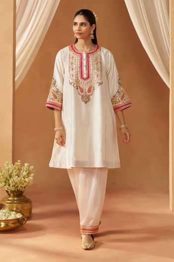 Sheetal Batra Zimal Daisy Ivory Choga With Salwar
