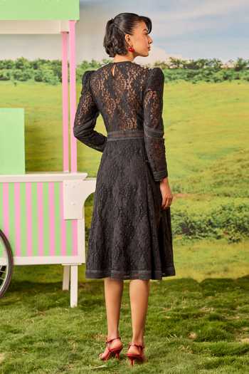 Parul And Preyanka Blaire Black A-Line Dress 