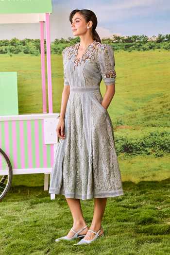 Parul And Preyanka Blaire Teal A-Line Dress 