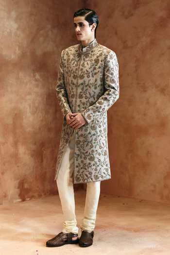 Aman Takyar Floral Embroidered Sherwani & Churidar Set
