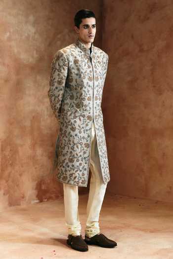 Aman Takyar Floral Embroidered Sherwani & Churidar Set