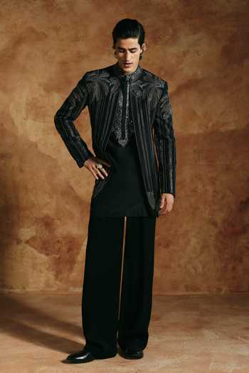 Buy Aman Takyar Black Lycra Thread Embroidered Jacket Online at Aza Fashions Buy_Aman Takyar_Black Lycra Thread Embroidered Jacket _Online_at_Aza_Fashions