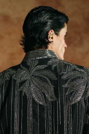 Shop Aman Takyar Black Lycra Thread Embroidered Jacket Online at Aza Fashions Shop_Aman Takyar_Black Lycra Thread Embroidered Jacket _Online_at_Aza_Fashions
