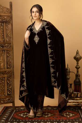 Afriya Zar-e-Makhmal Brown Dupatta