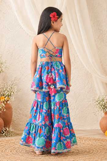 Petite Pomme Floral Print Kurta & Sharara Set
