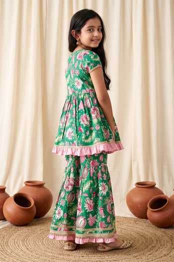 Petite Pomme Floral Print Kurta Sharara Set