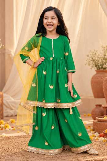 Petite Pomme Printed A-Line Kurta Sharara Set
