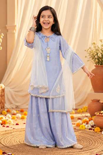 Petite Pomme Embroidered Kurta Sharara Set