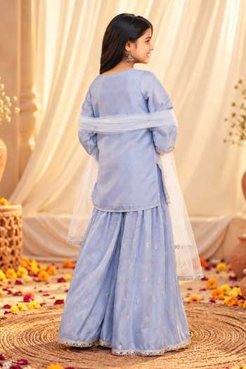 Petite Pomme Embroidered Kurta Sharara Set