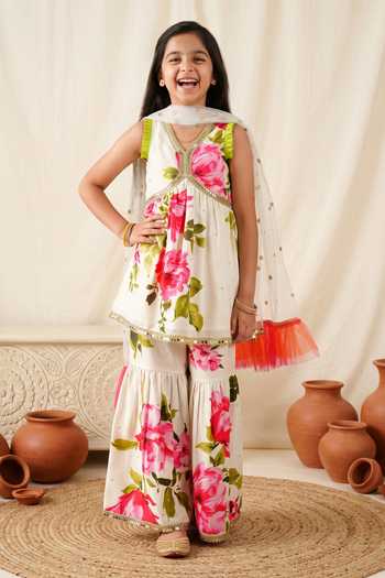 Petite Pomme Floral Print A-Line Kurta Set