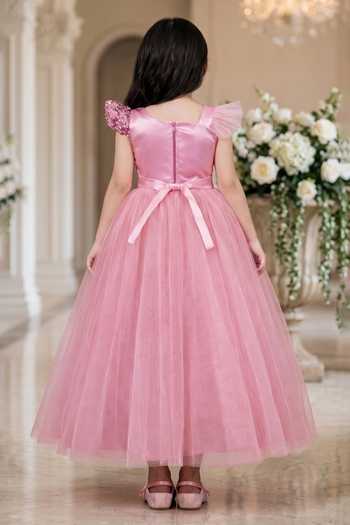 Petite Pomme Ruffle Net Maxi Dress 
