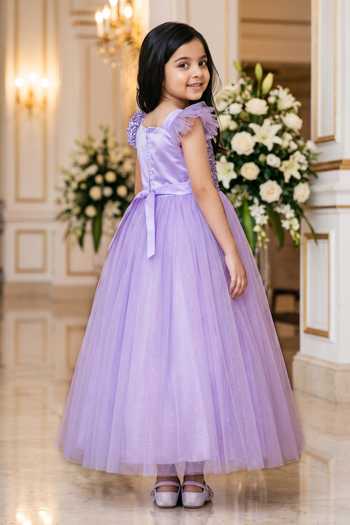 Petite Pomme Embellished Flutter Sleeve Dress 