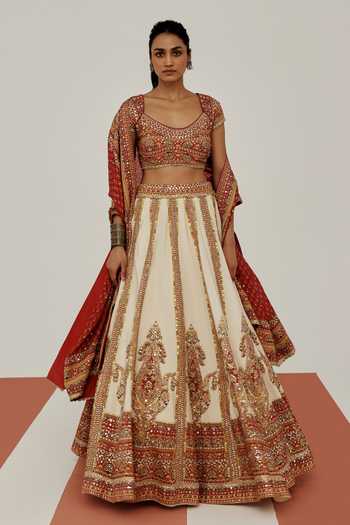 Shop Basanti Kapde Aur Koffee Multi Color Crepe Scoop Neck Sienna Royale Embroidered Lehenga Set Online at Aza Fashions Shop_Basanti Kapde Aur Koffee_Multi Color Crepe Scoop Neck Sienna Royale Embroidered Lehenga Set _Online_at_Aza_Fashions