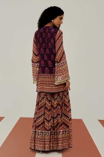 Basanti Kapde Aur Koffee The Obsidian Orchid Print Kurta Sharara Set