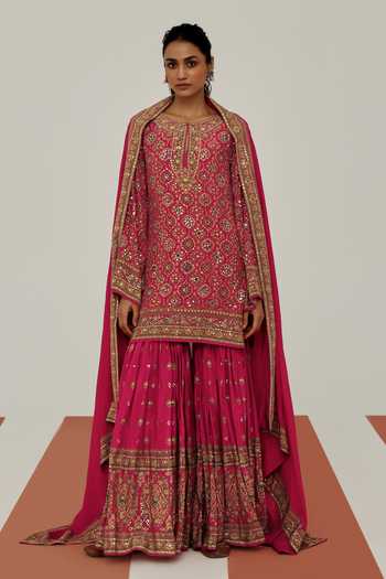 Basanti Kapde Aur Koffee The Archival Pink Kurta Sharara Set 