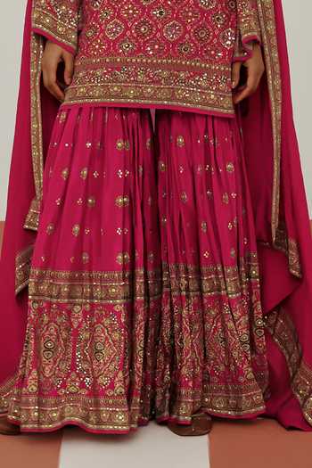 Basanti Kapde Aur Koffee Pink Crepe Round Neck The Archival Kurta Sharara Set at Aza Fashions Basanti Kapde Aur Koffee_Pink Crepe Round Neck The Archival Kurta Sharara Set _at_Aza_Fashions