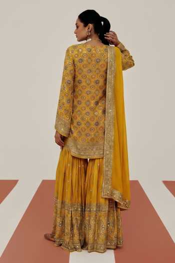 Basanti Kapde Aur Koffee The Archival Sapphire Kurta Sharara Set 