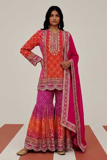 Basanti Kapde Aur Koffee The Amber Prism Printed Kurta Sharara Set