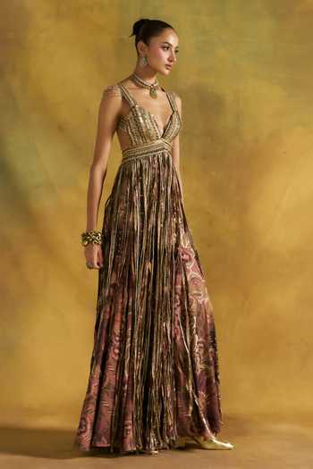 Rishi And Vibhuti Jaljeera Cascade Embroidered Kurta & Palazzo Set 