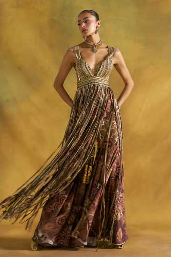 Rishi And Vibhuti Jaljeera Cascade Embroidered Kurta & Palazzo Set 