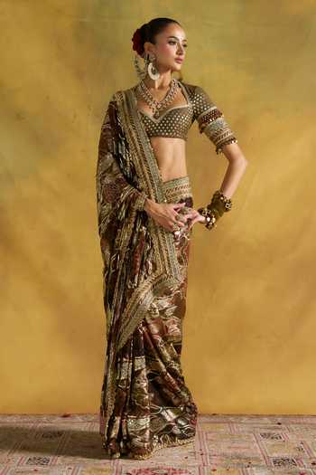 Rishi And Vibhuti Param Sundari Embroidered Saree With Blouse