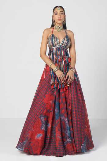 Rishi And Vibhuti Tabasco Bahar Tassel Bralette & Skirt Set 