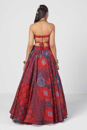 Rishi And Vibhuti Basque Embellished Corset & Skirt Set 