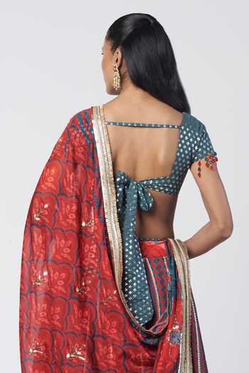 Rishi And Vibhuti Leher Printed Lehenga Set