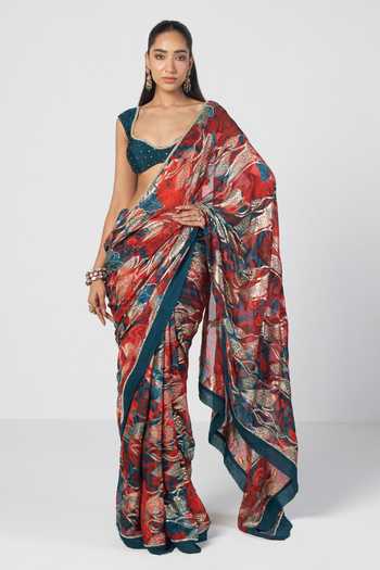 Rishi And Vibhuti Jugmug Printed Saree With Blouse