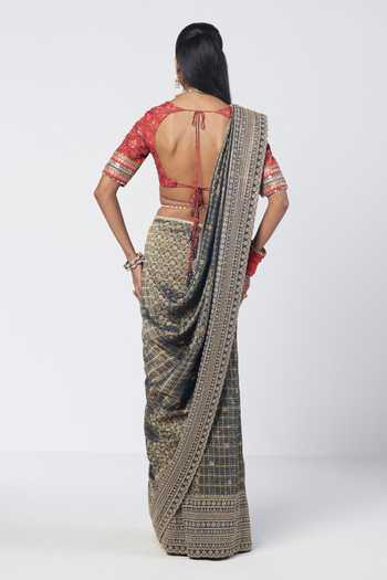 Rishi And Vibhuti Ayesha Hand Embroidered Saree & Blouse