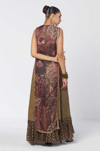 Rishi And Vibhuti Rangsaaz Striped Anarkali & Tunic Set 