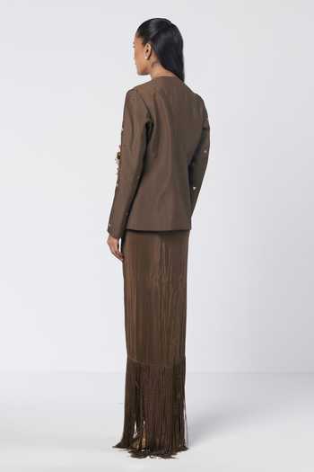 Rishi And Vibhuti Bebo Embellished Jacket & Draped Skirt Set 