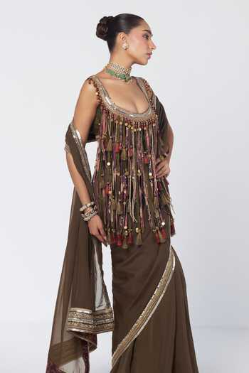 Rishi And Vibhuti Charm Saree With Tassel Blouse