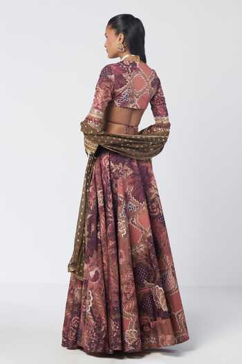 Rishi And Vibhuti Armlet Printed Blouse & Lehnga Set 