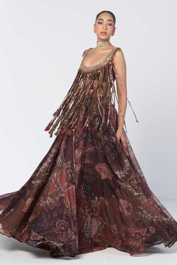 Buy Rishi And Vibhuti Brown Silk, Organza, Dupion Scoop Neck Mocha Charm Tassel Blouse And Lehenga Set Online at Aza Fashions Buy_Rishi And Vibhuti_Brown Silk, Organza, Dupion Scoop Neck Mocha Charm Tassel Blouse And Lehenga Set _Online_at_Aza_Fashions
