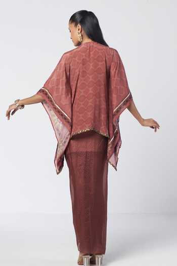 Rishi And Vibhuti Pannel Short Tunic & Draped Skirt Set