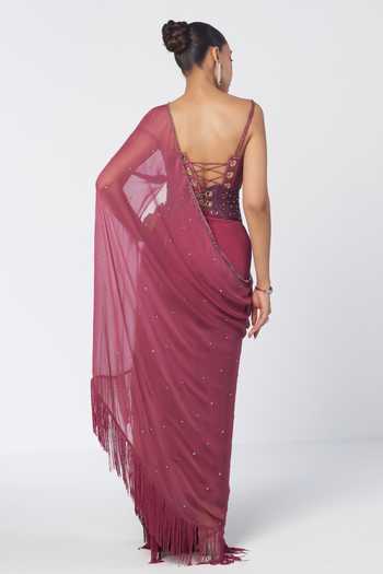 Rishi And Vibhuti Param Sundari Pre-Draped Saree Set With Corset