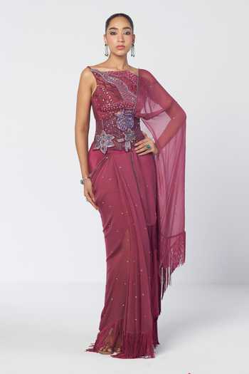 Rishi And Vibhuti Param Sundari Pre-Draped Saree Set With Corset