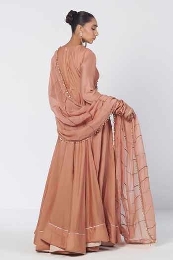 Rishi And Vibhuti Biscoff Anarkali With Embroidered Dupatta 