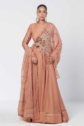 Rishi And Vibhuti Biscoff Anarkali With Embroidered Dupatta 