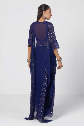 Rishi And Vibhuti Jhim Karl Cape & Draped Skirt Set 