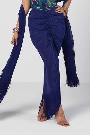 Buy Rishi And Vibhuti Blue Crepe, Net, Lycra Embroidery, Sequins, Rimjhim Bodysuit And Draped Skirt Set Online at Aza Fashions Buy_Rishi And Vibhuti_Blue Crepe, Net, Lycra Embroidery, Sequins, Rimjhim Bodysuit And Draped Skirt Set _Online_at_Aza_Fashions