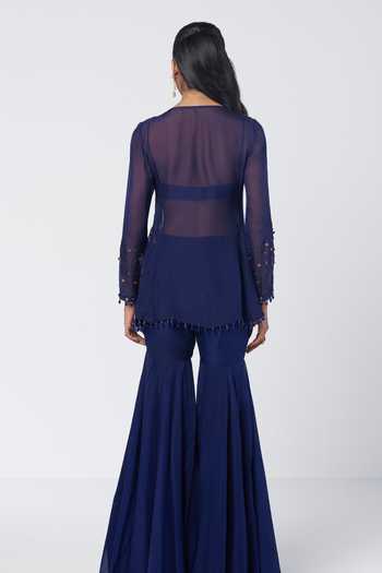 Rishi And Vibhuti Rim-jhim Embroidered Jacket & Sharara Set 