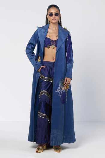 Rishi And Vibhuti Embroidered Trench Coat & Pant Set 