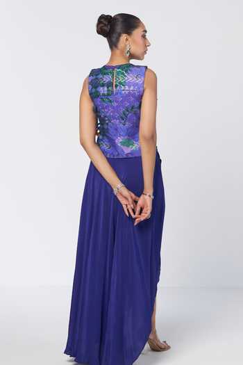 Rishi And Vibhuti Embroidered Gilet & Draped Skirt Set 