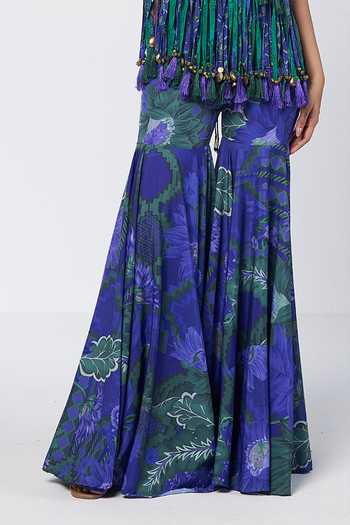 Buy Rishi And Vibhuti Blue Crepe Halter Neck Rimjhim Trims Play Sharara Set With Tassel Cape Online at Aza Fashions Buy_Rishi And Vibhuti_Blue Crepe Halter Neck Rimjhim Trims Play Sharara Set With Tassel Cape _Online_at_Aza_Fashions