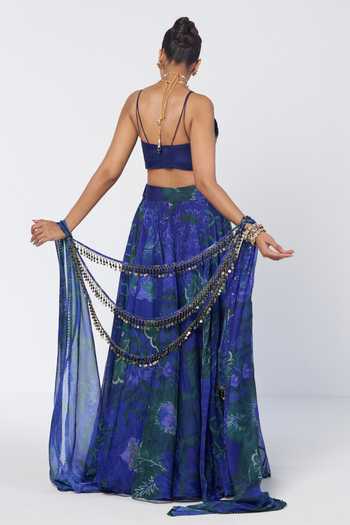 Rishi And Vibhuti Rimjhim Woo Lehenga Set With Hand Cape 