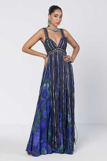 Rishi And Vibhuti Rimjhim Cascading Tassel Blouse With Sharara 