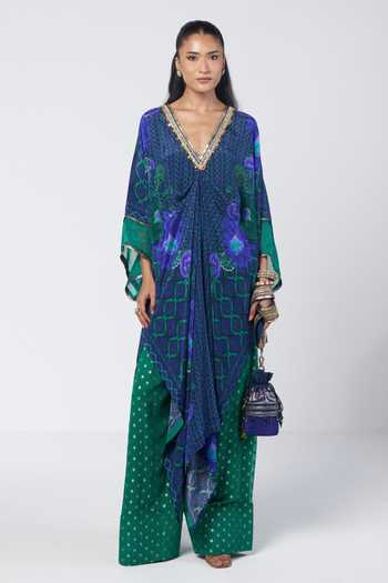 Rishi And Vibhuti Pere Printed Kaftan With Farshi Salwar 
